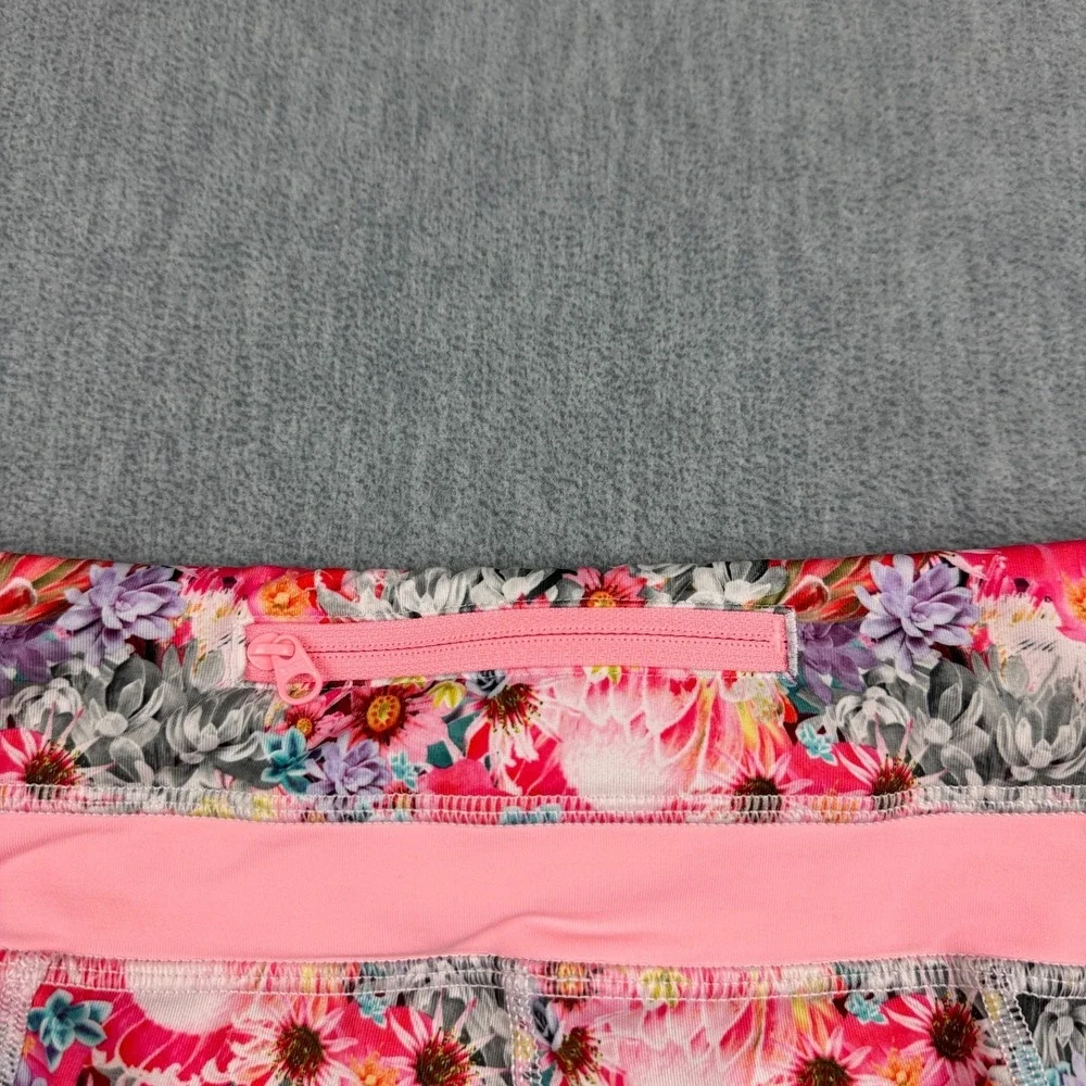 Lululemon Womens Leggings 6 Pink Flowabunga Mini Crop II Run Inspire 22" Yoga - Picture 10 of 14